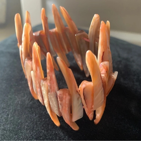 Abalone  Shell Shard Cuff Bracelet - Picture 2 of 5